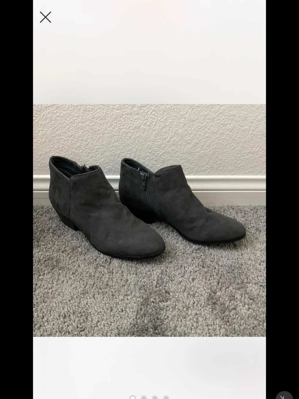 Style & Co. Charcoal Suede Ankle Booties with Side Zip
